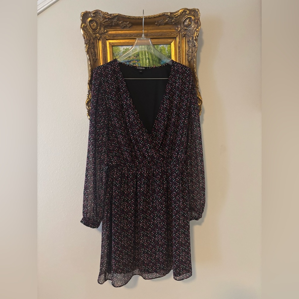 Express confetti print Long Sleeve Dress